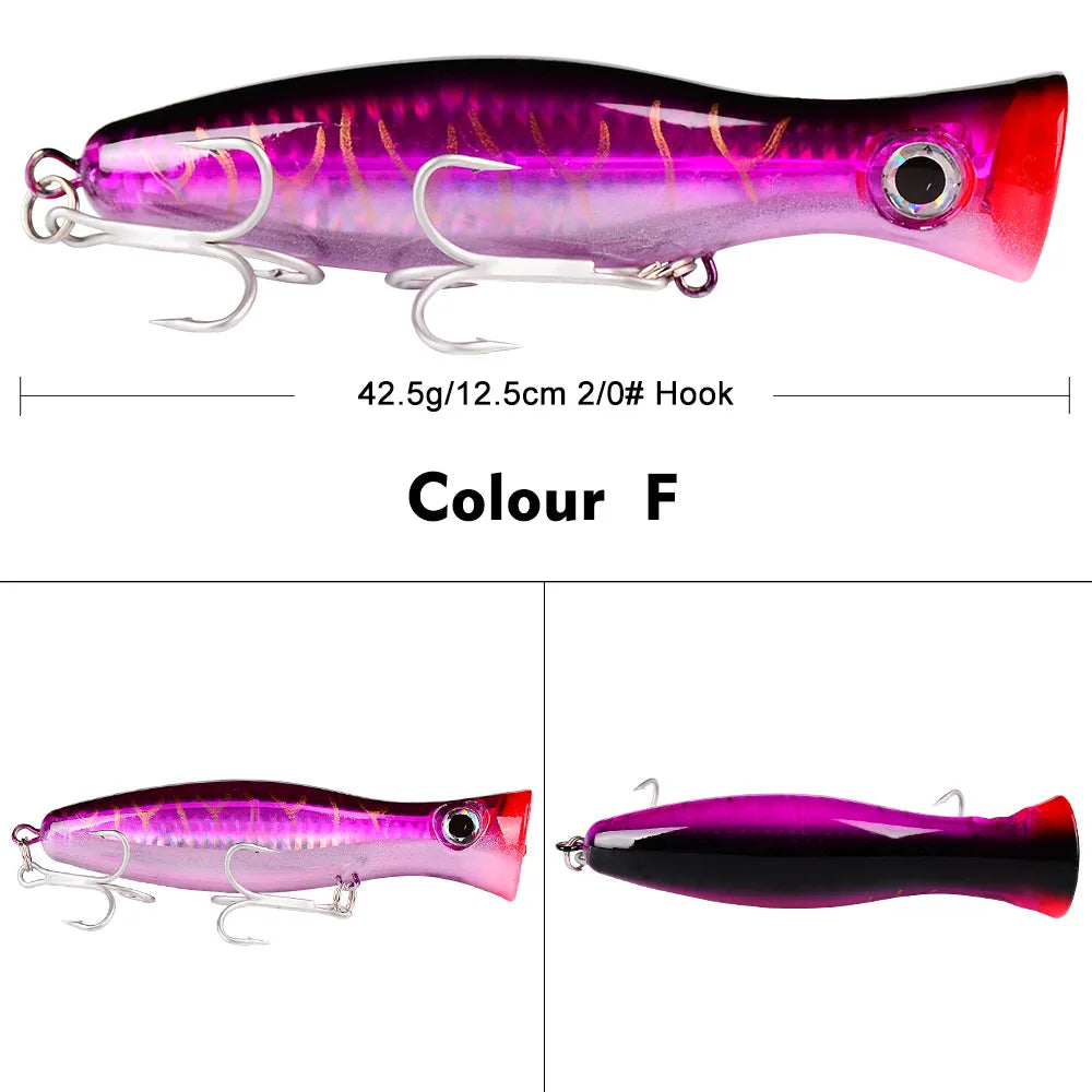 PRO BEROS Big Popper Wobbler Fishing Lure Floating Bait 43g Topwater Lure Whopper Saltwater Lures Isca Artificial Pike Tackle