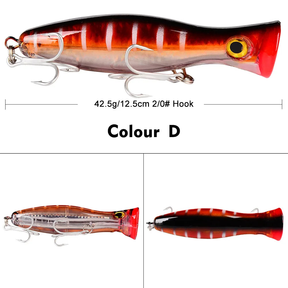 PRO BEROS Big Popper Wobbler Fishing Lure Floating Bait 43g Topwater Lure Whopper Saltwater Lures Isca Artificial Pike Tackle