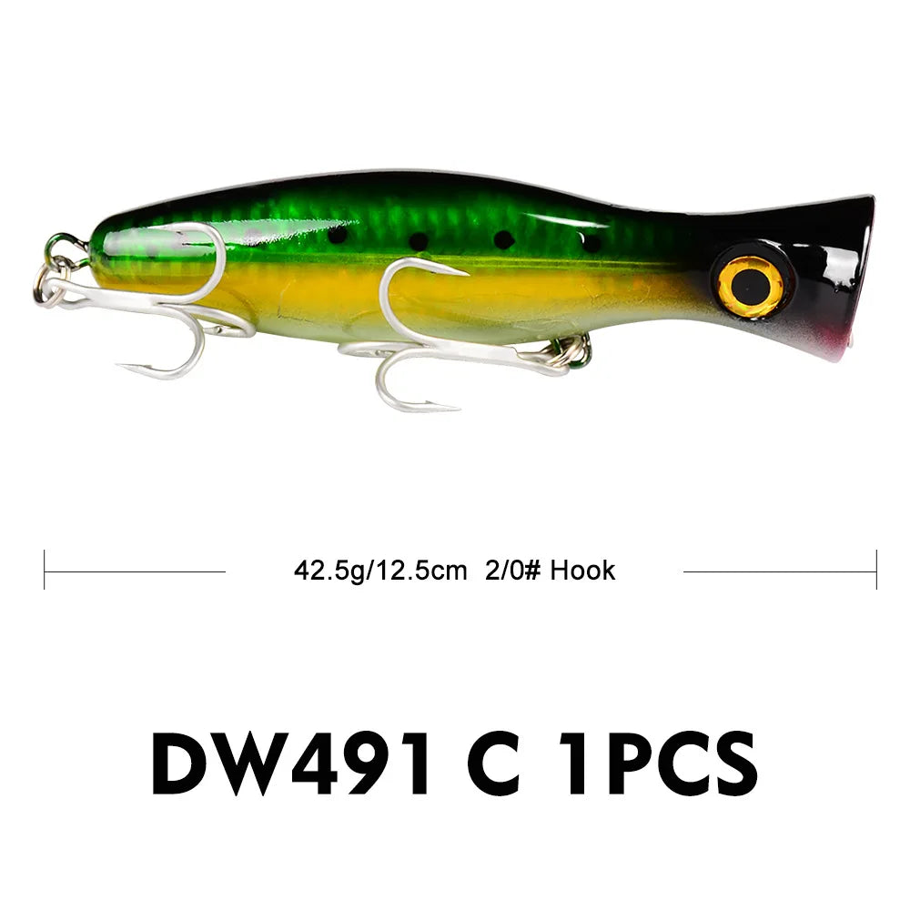 PRO BEROS Big Popper Wobbler Fishing Lure Floating Bait 43g Topwater Lure Whopper Saltwater Lures Isca Artificial Pike Tackle