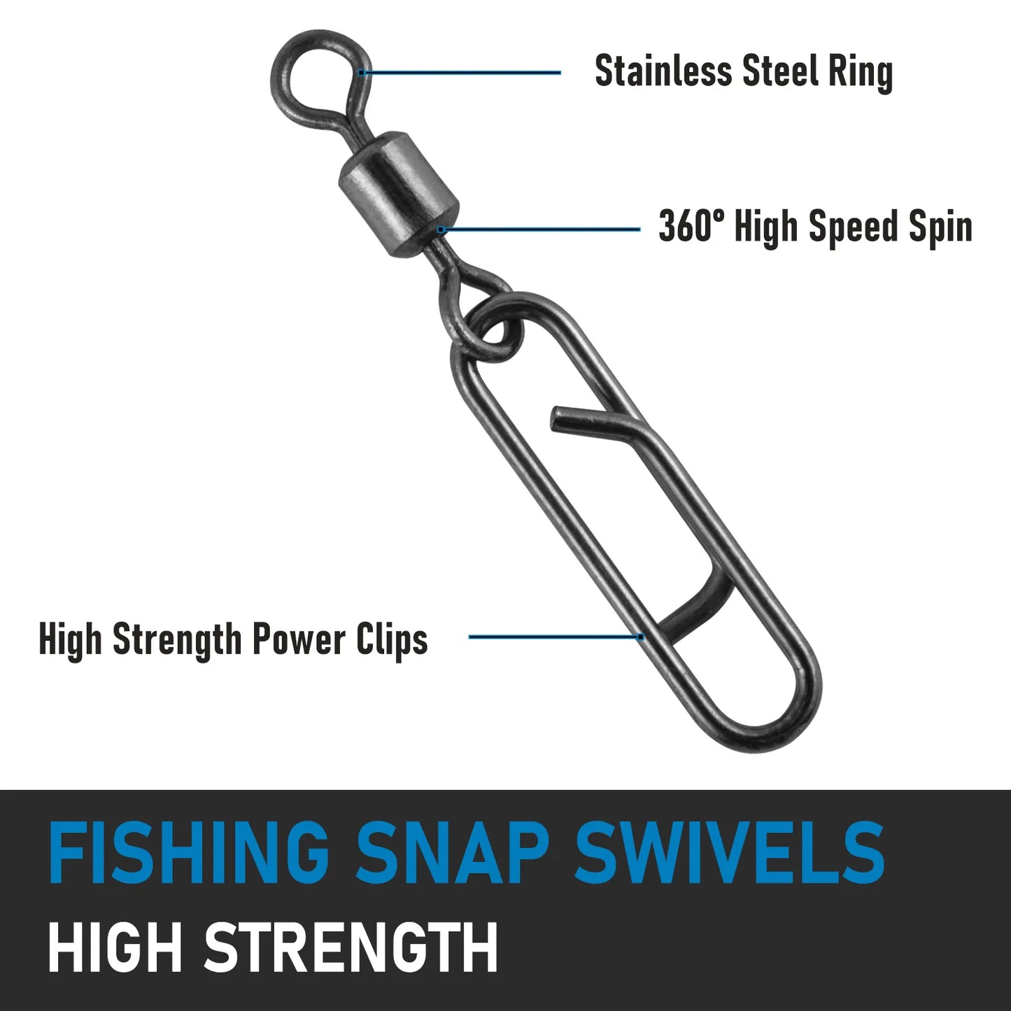 Stainless Steel Fishing Swivel Snap, Quick Change, Power Clips, Hook Lure Connector, High Strength Speed, 20pcs