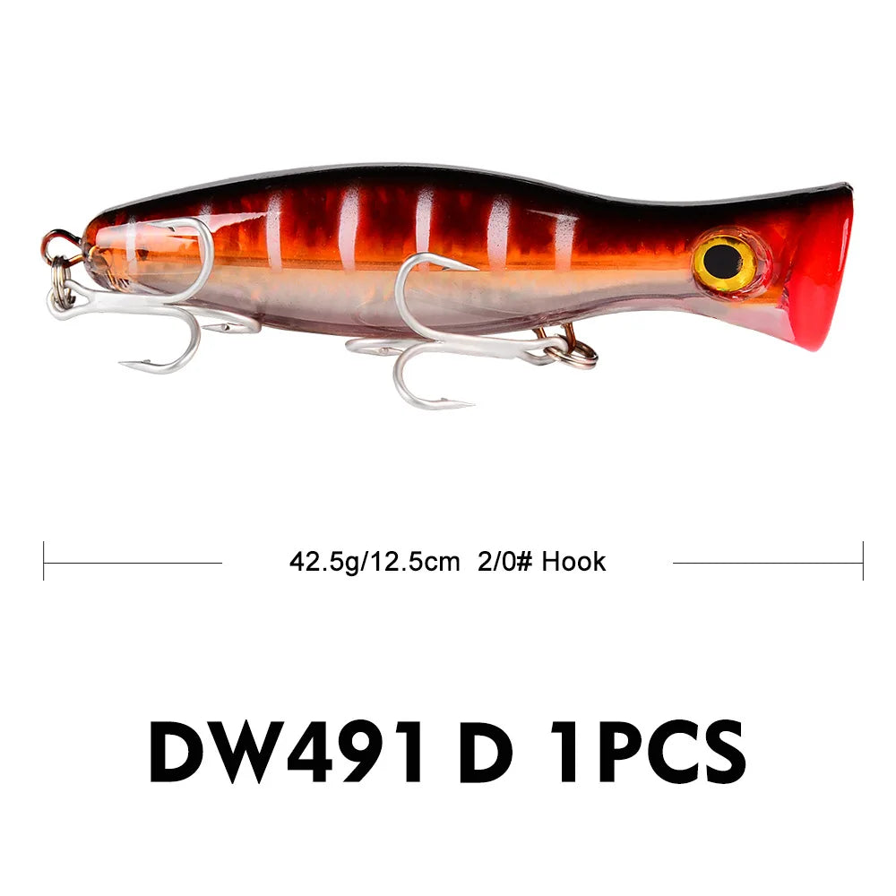 PROBEROS 1pc 13cm 43g Popper Fishing Lure Hard Artificial Bait with 2 Treble Hooks Carp Fishing Lures Wobbler,Luya bait